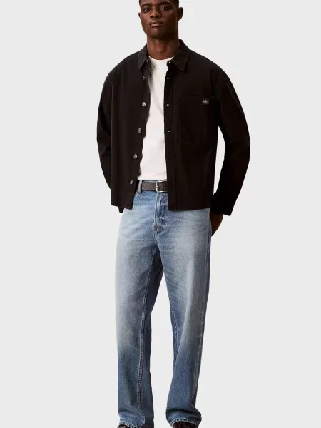 Джинсова сорочка Calvin Klein Jeans з канвасу чорна
