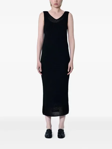Rochie midi Max Mara cu decolteu în V până la genunchi de costum negru