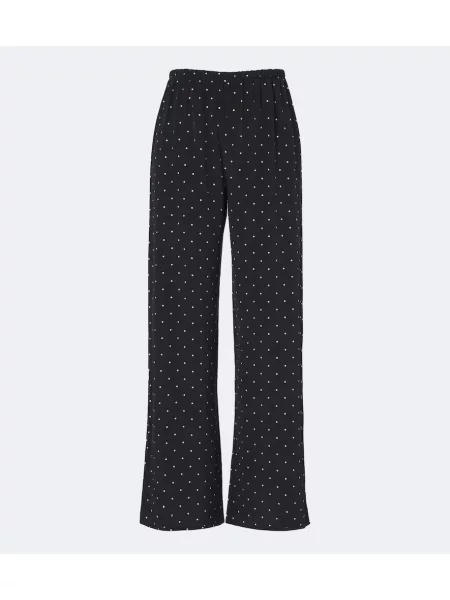 Pantaloni Asceno de mătase cu buline negru