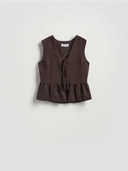 Reserved Kamizelka z lyocellem ciemnobrązowy