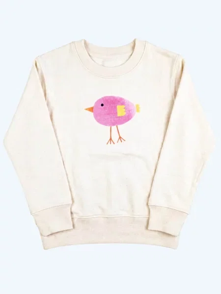 MelaDi Sweater majica Lila Vogel' bijela