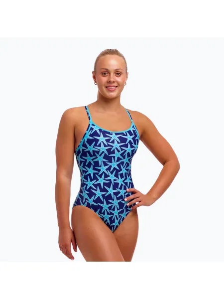 Дамски цял бански костюм Funkita Diamond Back One Piece see stars синьо