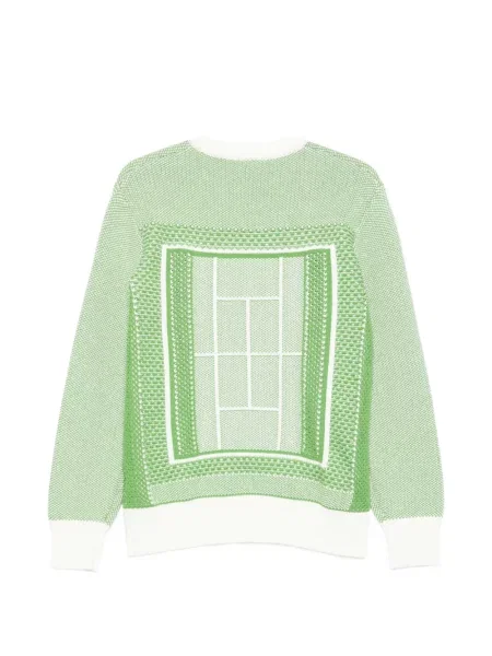 Pulover Lacoste din jacard tenis verde