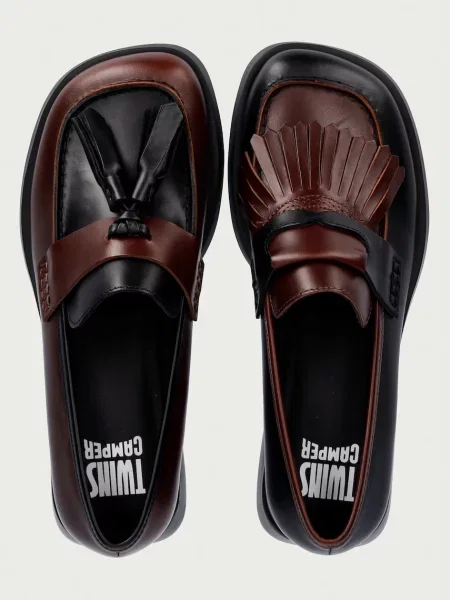 Camper loafers slip-on pentru femei din piele TWS maro