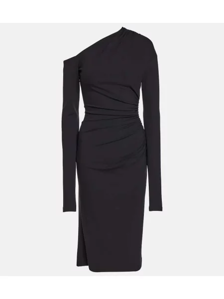 Jersey midi obleka Dolce&gabbana z draperijo črna