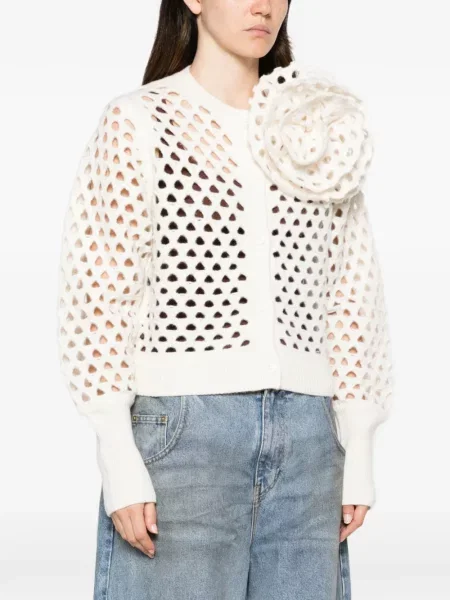 Cardigan Blumarine cu aplicații alb