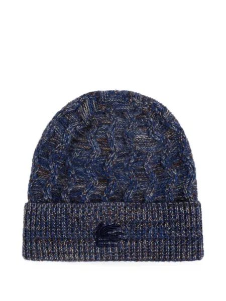 Căciulă Etro cu broderie tricotate albastru