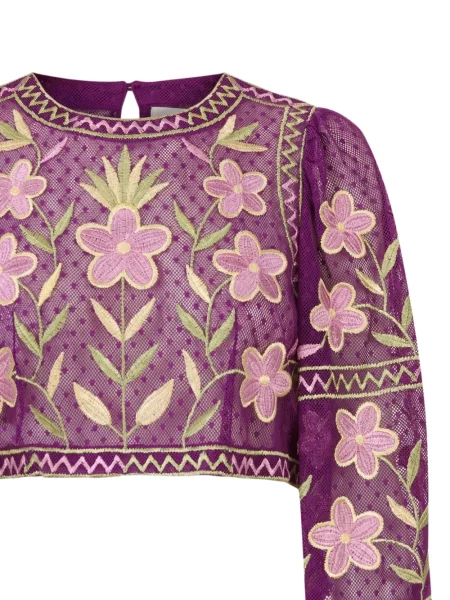 Top Antik Batik cu model floral violet
