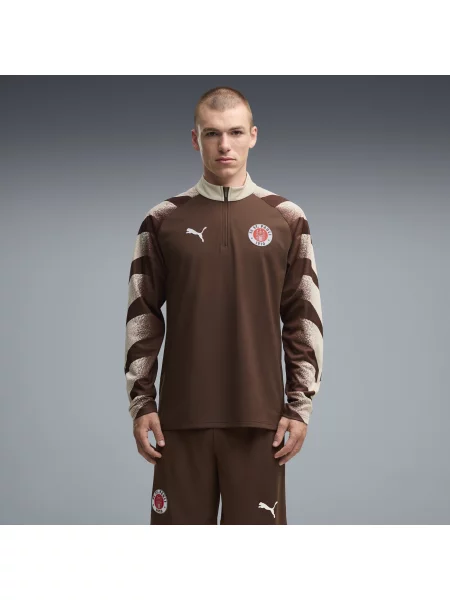 PUMA bluza treningowa FC St. Pauli o wąskim kroju z zamkiem Odzież S brązowy