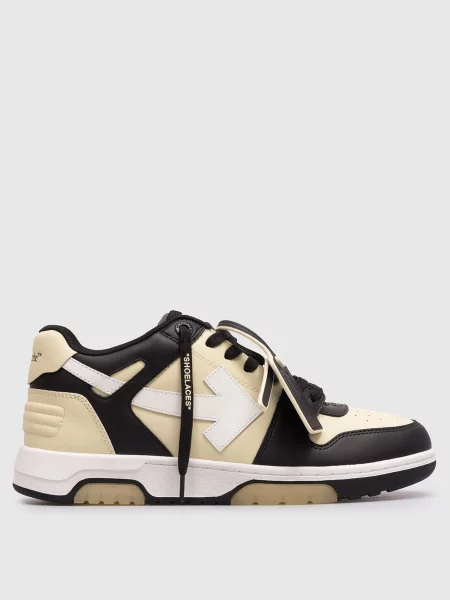 Шкіряні кросівки Out Of Office з контрастним логотипом Off-white бежеві