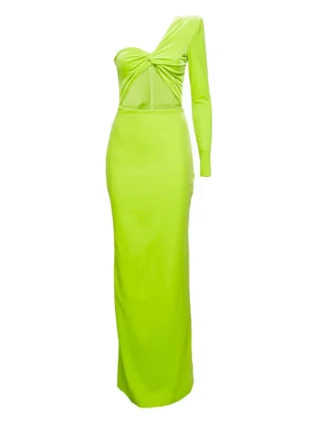 Maksi sukienka maxi Alex Perry na jednym ramieniu garniturowa zielona