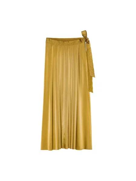 Satynowa spódnica midi Forte Forte do kolan zielona