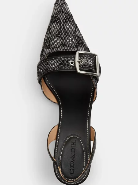 Кожаные шлепанцы Coach на шпильке