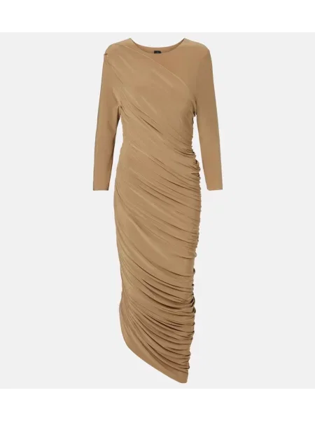 Sukienka koktajlowa Norma Kamali z dżerseju garniturowa brązowa