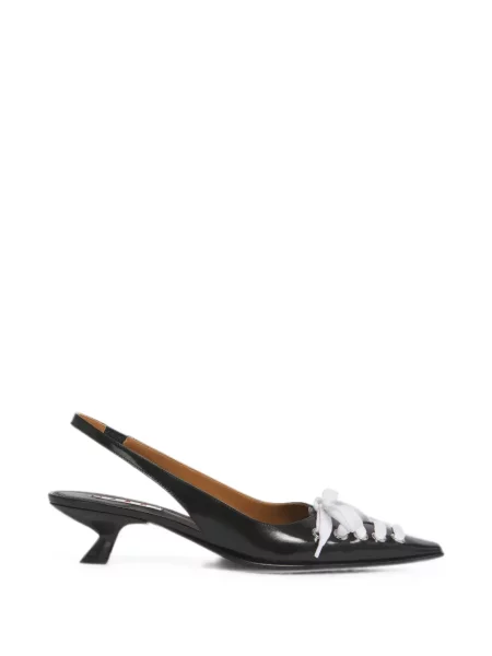 Pantofi cu toc Marni din piele slingback negru