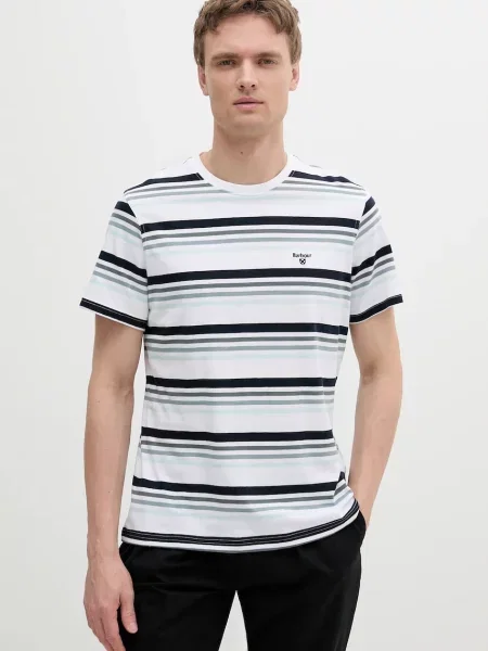 Тениска Barbour Houstead Stripe Tailored Fit T-Shirt с десен бяло