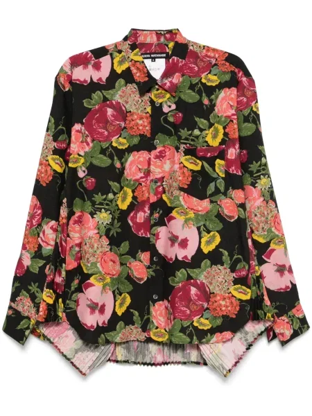Koszula Junya Watanabe w kwiatki z nadrukiem czarna
