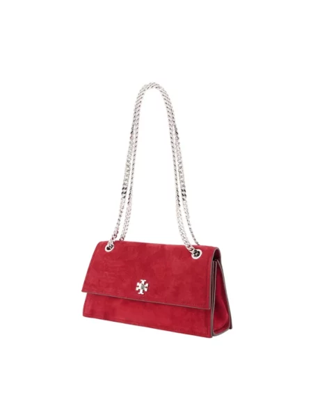 Tory Burch torebka zamszowa Kira czerwona