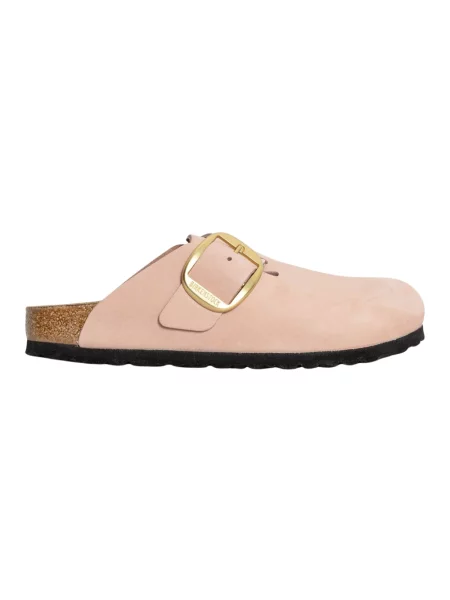 Klapki Birkenstock skórzane na sprzączkę różowe