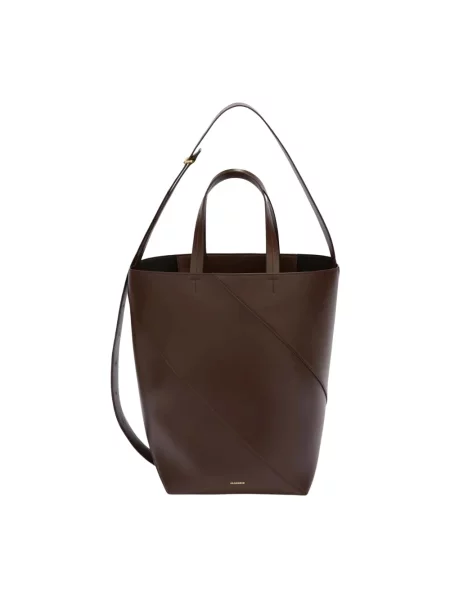 Torebka skórzana Jil Sander brązowa