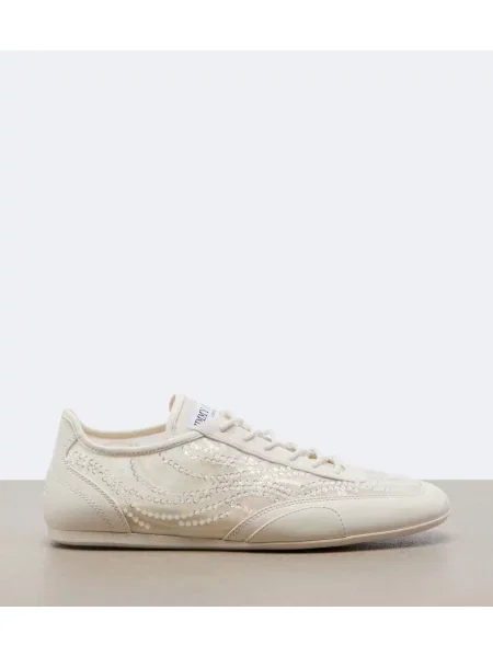 Sneakerși Jimmy Choo din piele de căprioară alb