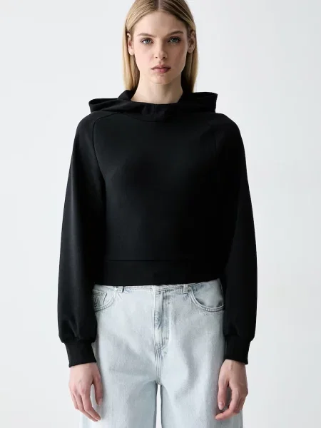 Adidas hanorac pentru femei cu modal Soft Lux negru