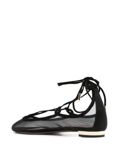 Pantofi cu toc Aquazzura cu șireturi fără toc plasă negru