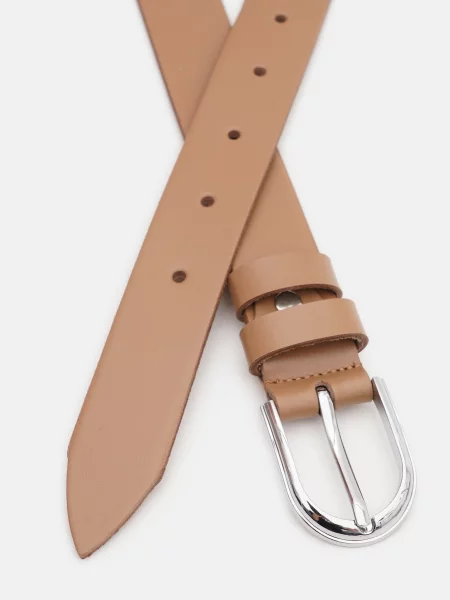 Кожаный ремень Borsa Leather с ремешками бежевый