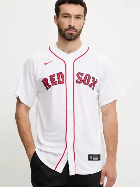 Риза Nike Boston Red Sox със свободна кройка с права яка бяло