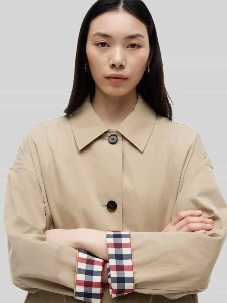 Trencz o kroju loose fit z mieszanki bawełny Tommy Hilfiger beżowy