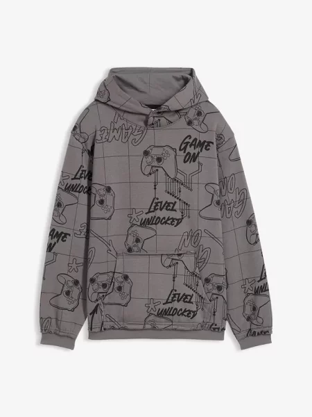 Bluza z kapturem z miękkiej mieszanki bawełny szara