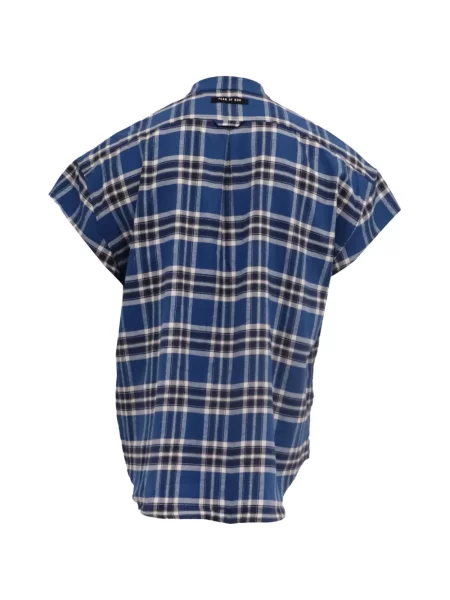 Vestă Fear Of God în carouri de flanelă albastru