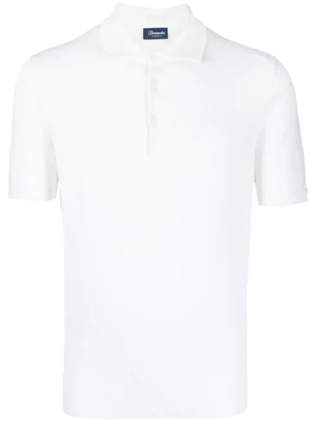 Tricou polo Drumohr tricotate scurt alb