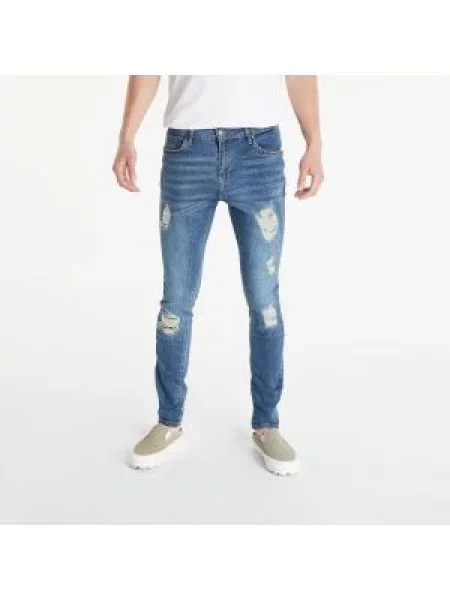Jeans Urban Classics Blue Heavy Destroyed Washed modré
