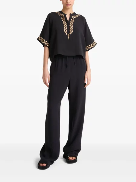 Svilene hlače Yves Salomon crna