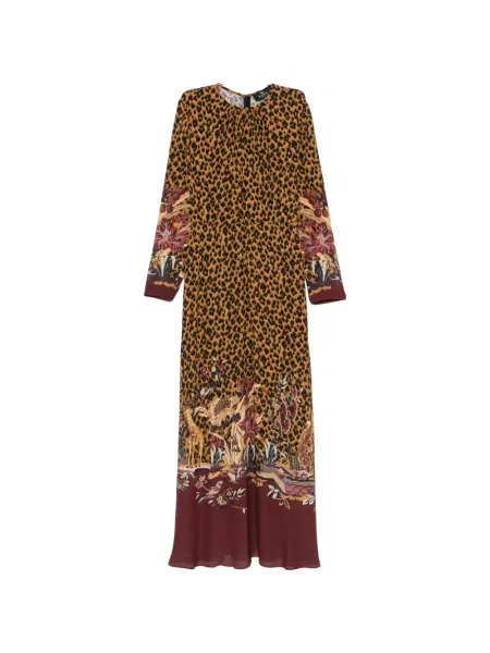 Rochie maxi Etro cu model floral cu imagine maro