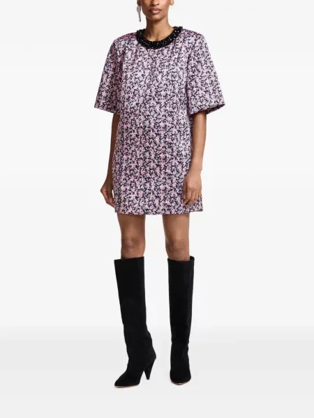 Rochie mini Essentiel Antwerp cu model floral cu imagine roz