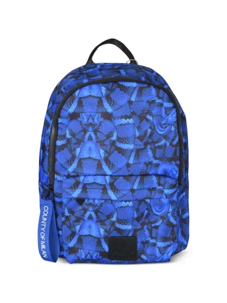 Rucsac County Of Milan cu imagine cu model piele de șarpe albastru