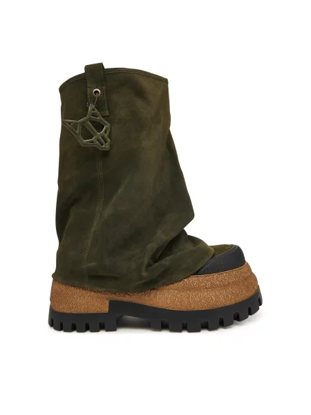 Замшевые сапоги Naked Wolfe на платформе зеленые