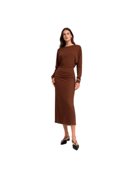 Sukienka midi Max Mara Studio z dżerseju brązowa