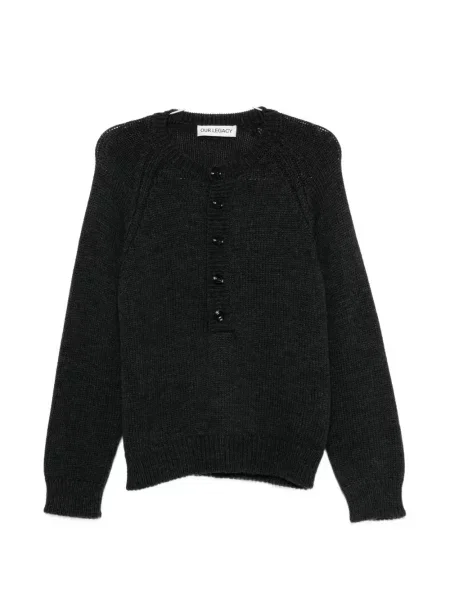 Pulover Our Legacy cu guler henley negru