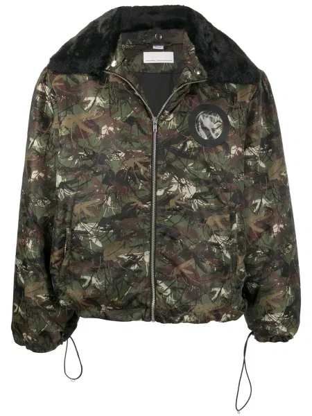 Geacă Random Identities cu glugă cu imagine cu model camuflaj verde