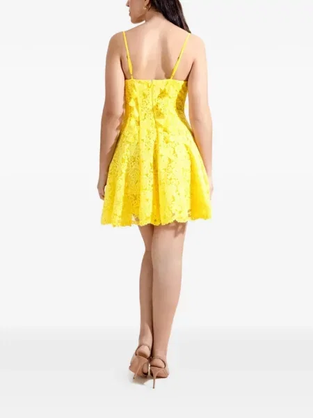 Rochie mini Camilla din dantelă tip corset de costum galben