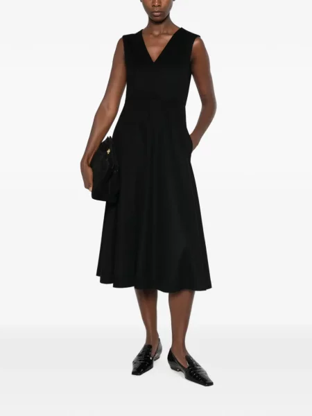 Rochie midi Max Mara fără mâneci cu decolteu în V negru