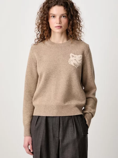 Maison Kitsuné Fox Head Intarsia Merino pulover din lână pentru femei
