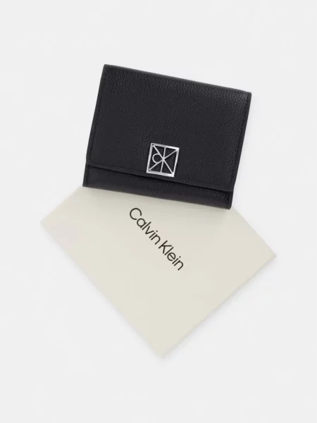 Bőr pénztárca Calvin Klein fekete