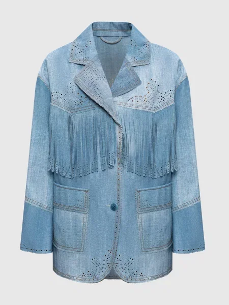 Куртка з перфорацією та бахромою Ermanno Scervino блакитна