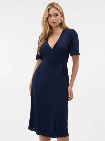 Rochie maxi Orsay asimetrică cu decolteu asimetric albastru