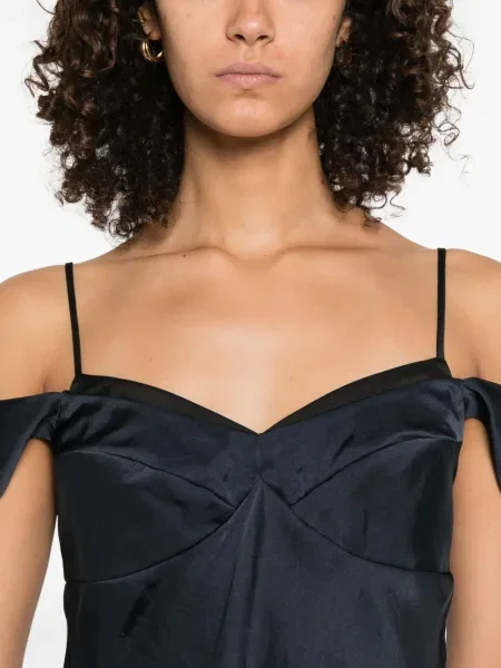 Top Theory din satin albastru