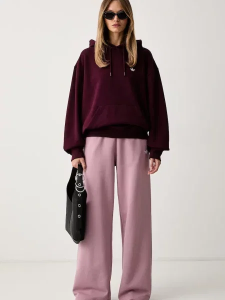 Adidas Originals teplákové nohavice dámske s bavlnou Essentials ružová